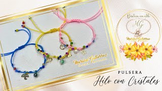 Pulsera de Hilo con Cristales | Pulsera de HILO Y CRISTALES 🌟✅