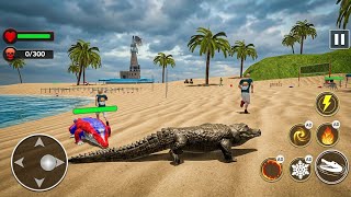 Crocodile vs Giant Lizard on the Beach 🐊🔥 | Animal Attack Gameplay | Survival Game 3D screenshot 3