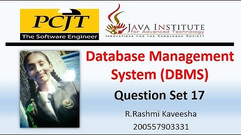 Java Institute || Database Management System(DBMS) || Question Set 17