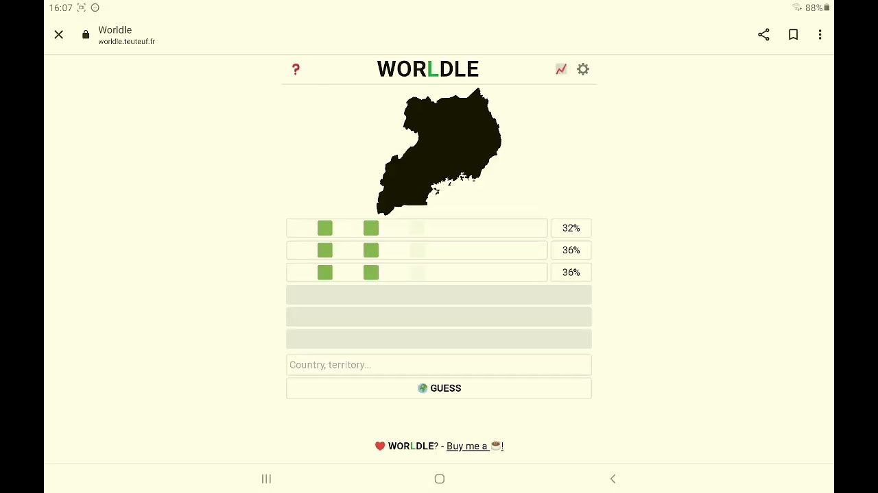 Daily Geography Wordle - Part 11 - Uganda 🇺🇬