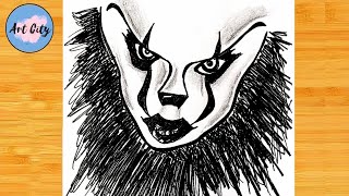 Scary Clown Drawing| Easy Step By Step Horror Sketch Tutorial