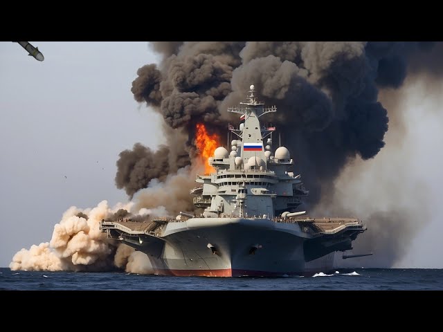 1 minute ago! Ukrainian M142 HIMARS Blows up a Russian aircraft carrier. carrying 100 secret jets class=