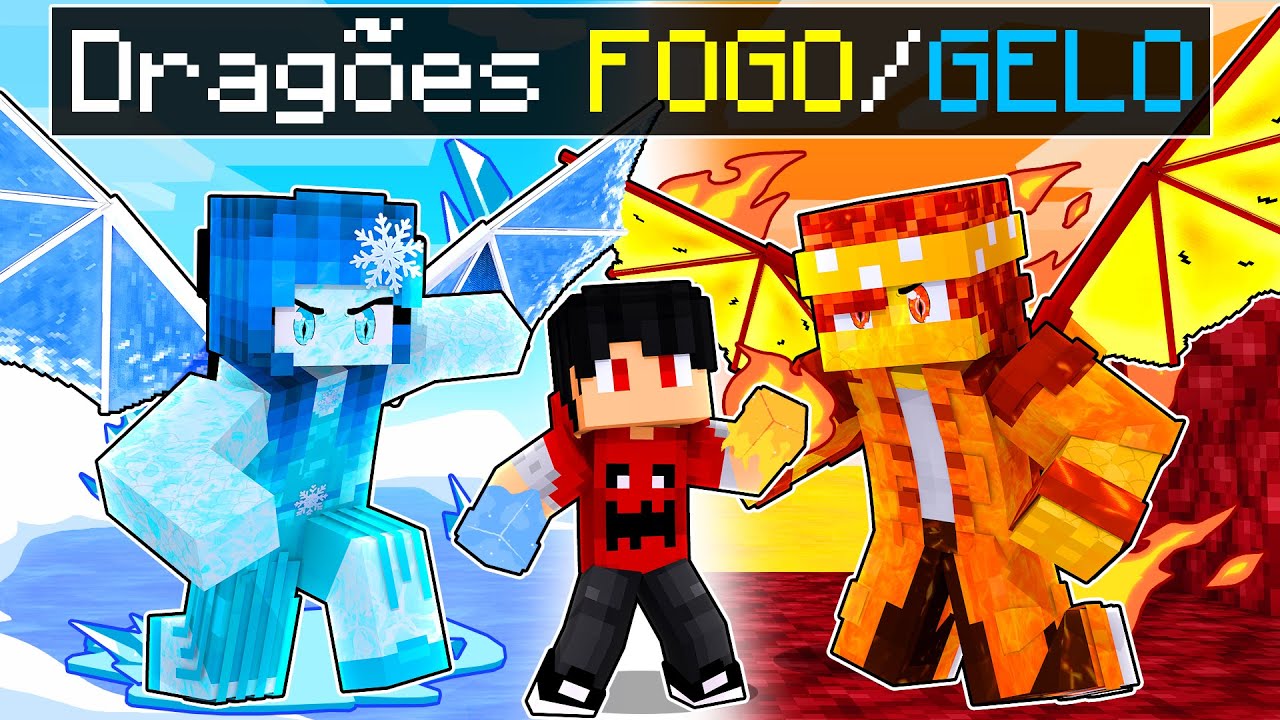 P3DRU foi ADOTADO pelos FÁMILIA DRAGÃO FOGO E GELO no Minecraft