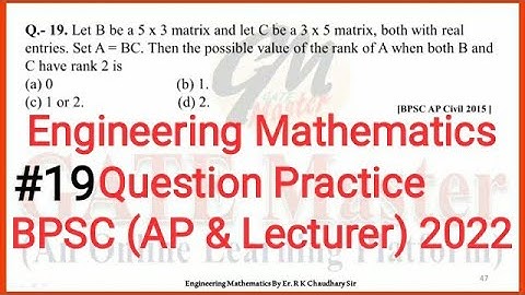 #19 Daily Question Practice of Engineering Mathematics for BPSC (Assistant Professor & Lecturer)