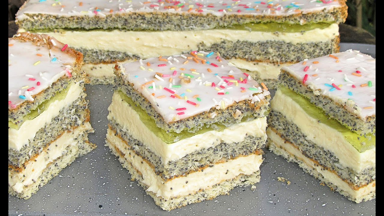 Ciasto makowe z  kremem cytrynowym i galaretką , pyszne, łatwe i efektowne  🍋🍋🍋 makowiec