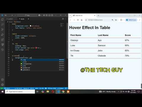 How to add hover effect in table