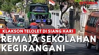 Momen Unik Telolet Bus Bergema di Pinggir Jalan, Remaja Sekolah Langsung Heboh!
