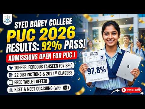 Outstanding 2nd Puc 2026 Results At Syed Barey College | Admissions Open