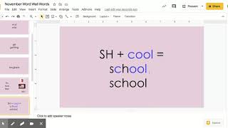 November Word Wall Words - Google Slides