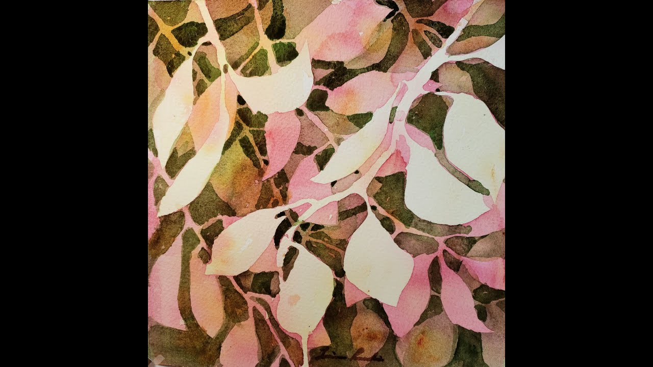 Negative painting leaf shapes are simple & easy. Online Zoom Classes for all skill levels.