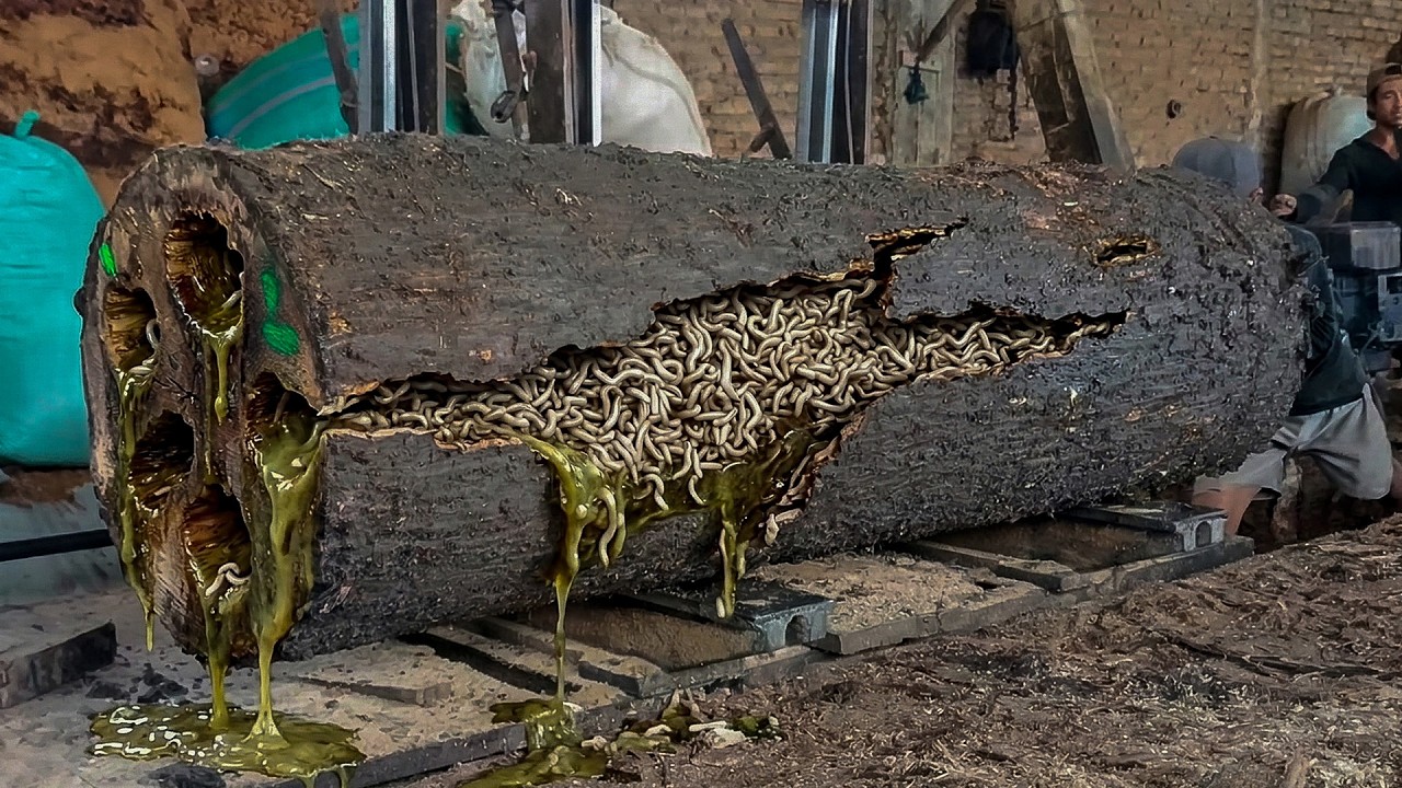 EXTREME Sawmill Moment – Giant Log Opens and Reveals a Living Nightmare ...