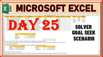 MICROSOFT EXCEL DAY 25 || EXCEL GOALSEEK SCENARIO AND SOLVER