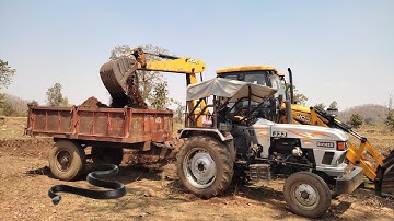 New JCB 3dx Machine Loading Mud In Eicher 333 Di tractor | Jcb pulling tractor gadi video