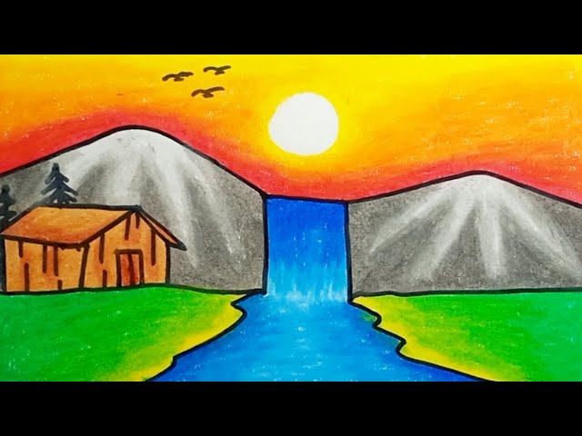 How to draw easy scenery drawing with beautiful landscape village scenery  drawing with pencil sketch - YouTube