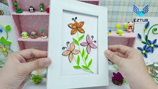 Tutorial for paper quilling colorful butterfly flower shimmering shine | Outstanding quilling card