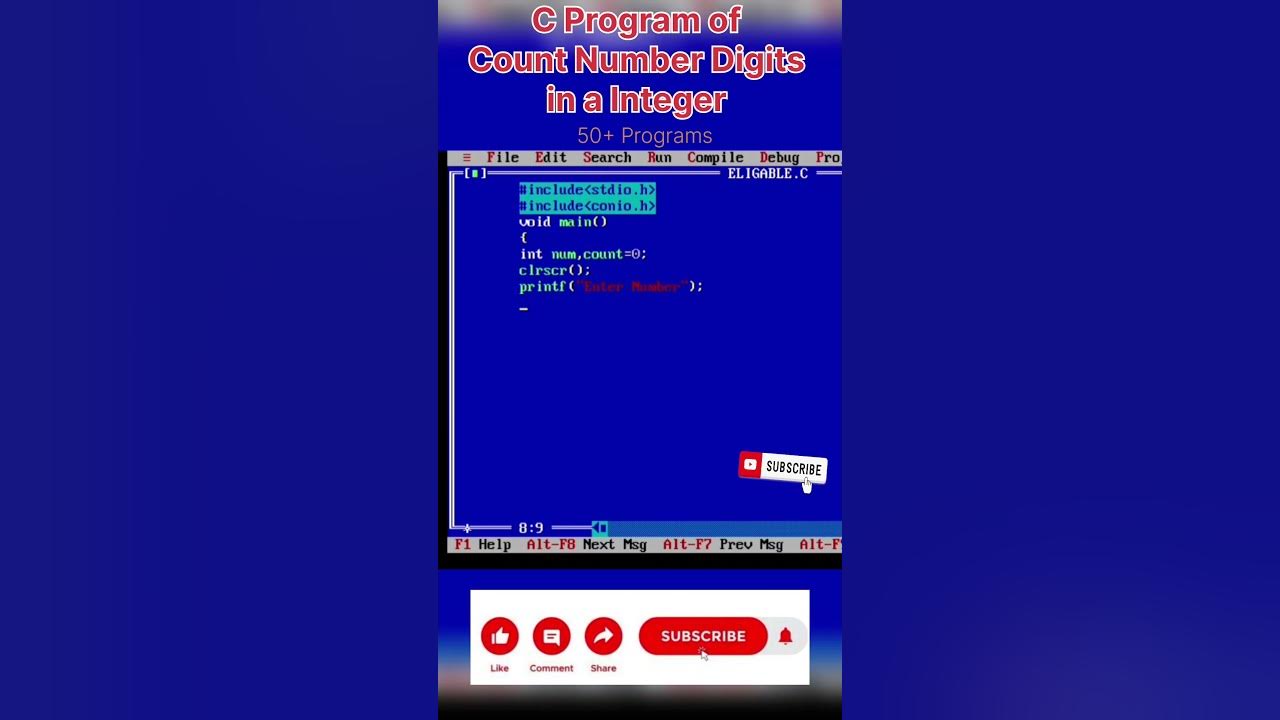 program of count number digits in a integer in C|#shorts #youtube # ...