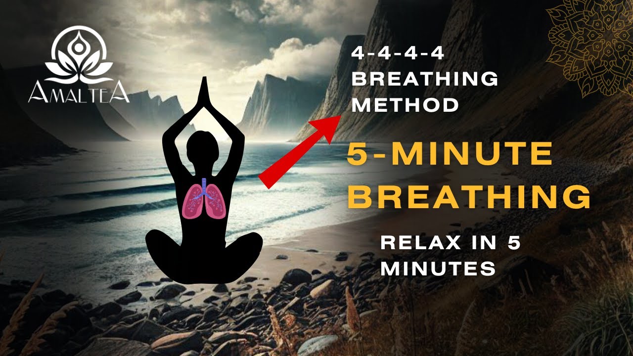 5-Minute Breathing Session | 4-4-4-4 Technique with Relaxing Music ...