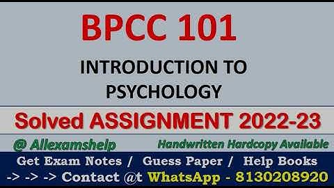 BPCC 101 SOLVED ASSIGNMENT 2022-23 | In English | IGNOU