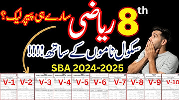 All Versions | 8th Class Maths Paper School Based Assessment 2024 | SBA First Term papers Class 8
