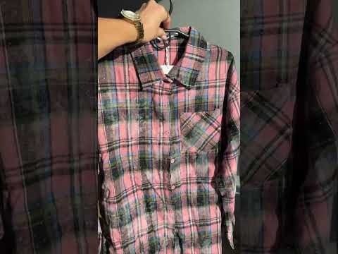 Жіноча сорочка у клітинку з поясом з фланелі Oversize | Розмір 42–48, видео 6