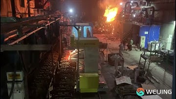 Weijing tilting pouring machine works with Chinese Huapei horizontal line