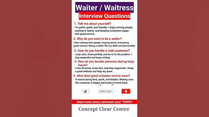 Top Waiter Waitress Job Interview Questions and Answers to Help You Get Hired!"