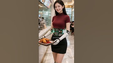 Restaurant customers are amazed to see the service of this beautiful robot #futuristic #robot #ai