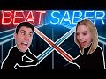 BEAT SABER AGAINST MY GIRLFRIEND! | VR Beat Saber Gameplay PSVR