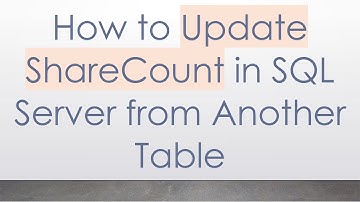 How to Update ShareCount in SQL Server from Another Table