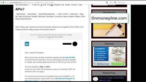LinkedIn - Have you migrated to our new v2 APIs? - Onmoneyline