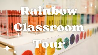 Rainbow Classroom Ideas with a Sprinkle Kindness Classroom Makeover Reveal.  A Kindergarten Story.