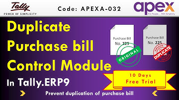 Duplicate Purchase Bill Control Module In Tally.ERP 9 | By Apex Tally Solutions.