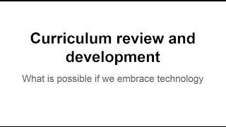 Curriculum Review and Development