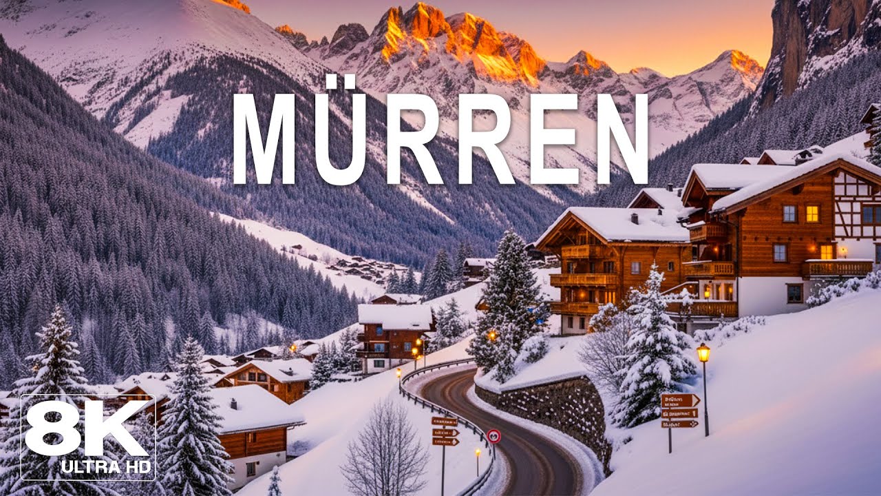 Mürren 8K ❄️ Alpine Winter Dream – Snowy Swiss Peaks, Frozen Villages & Silent Mountain Magic