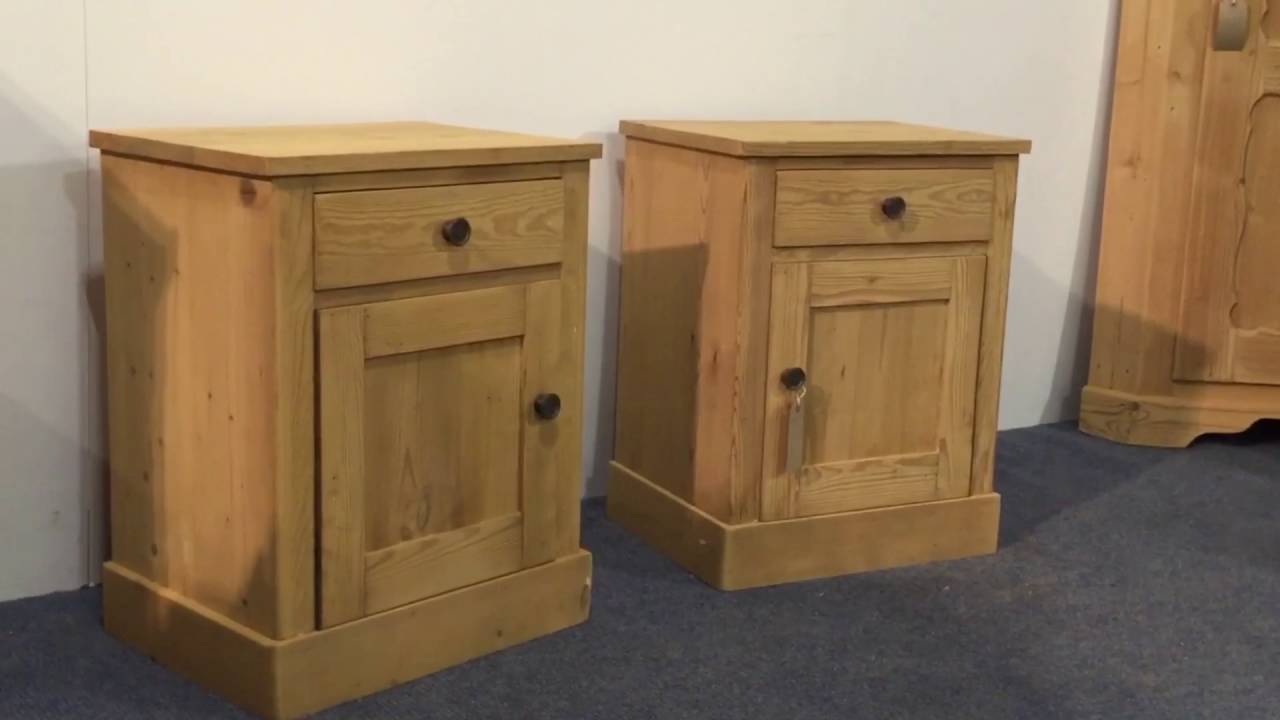 Low Wide Pair of Bedside Cupboards - Pinefinders Old Pine Furniture