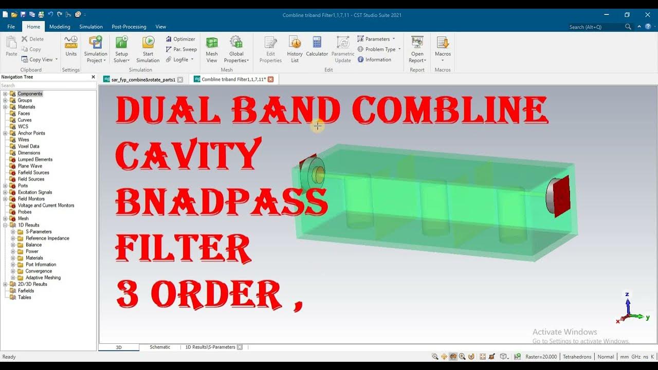 dual band combline 3 order cavity bandpass filter design with ripples in a band using cst YouTube