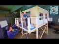 DIY Манкиту дети строят 2 этажный дом для детей / DIY playhouse for kids