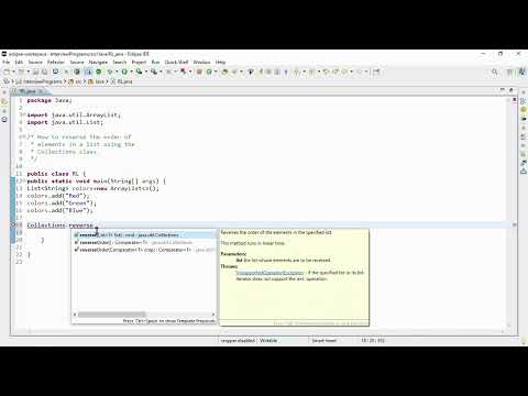 Java Tutorial reversing a list using Collections.Reverse( ) method