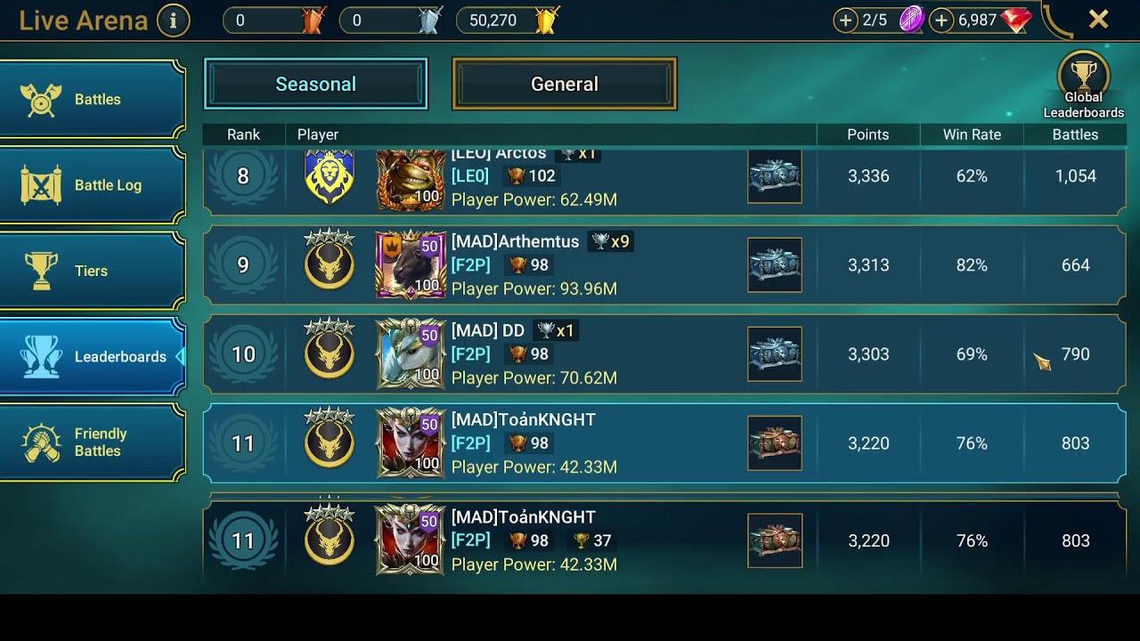Live ss9 top 11 - [VND] ToảnKNIGHT  #raidshadowlegends #livearenaraid #solanar