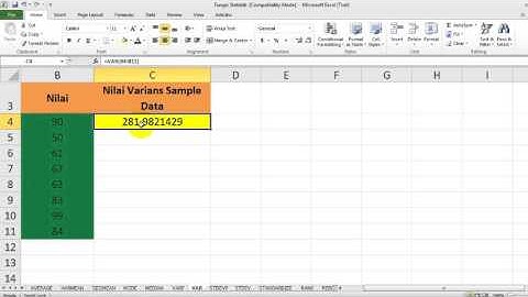 Cara menghitung nilai varians sample data