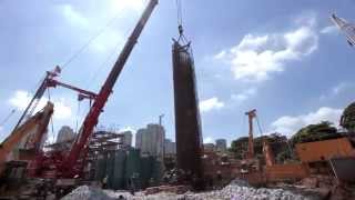 SAO PAULO SUBWAY - BROOKLIN STATION - REINFORCEMENT CAGE INSERTION - STAGE 2