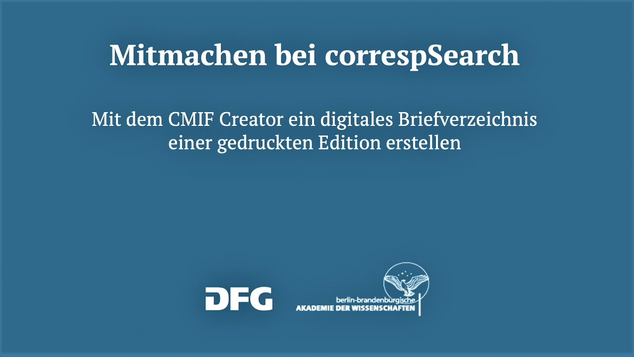 Tutorial – Mitmachen bei correspSearch