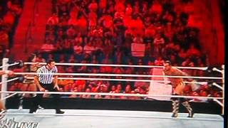 Cm Punk & Aj Vs Daniel Bryan & Kane Aj Kisses Kane 61112