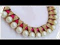 How To Make Antique Silk thread Necklace//Pearl Jewellery..!