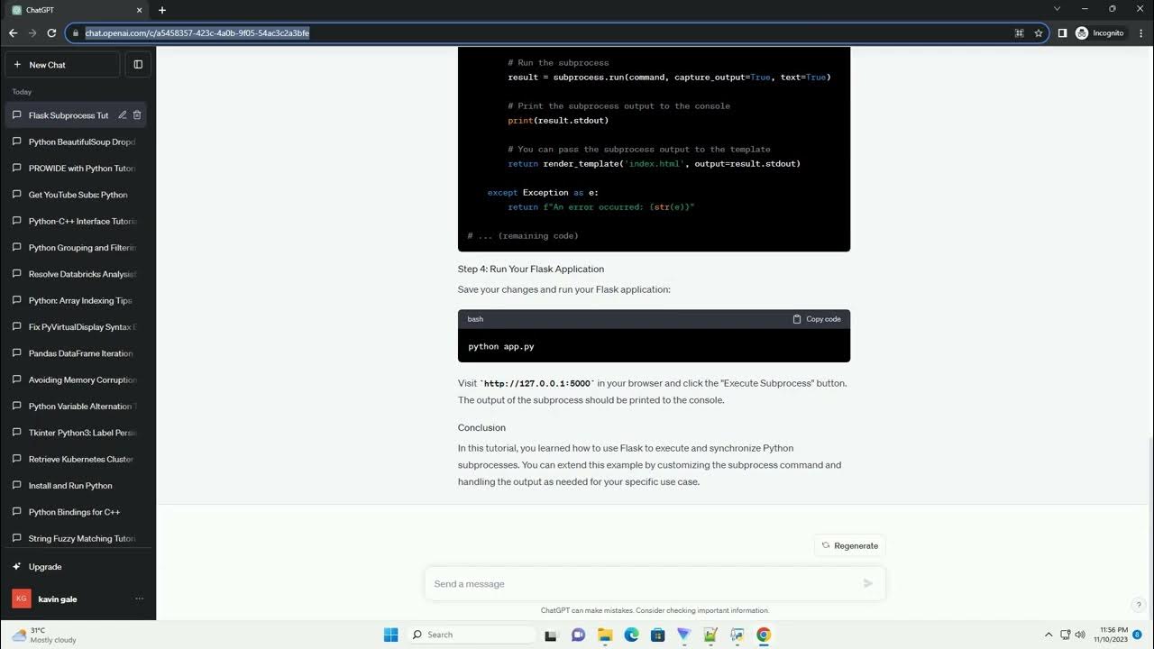 Flask execute and synchronize python subprocess that spawns another ...