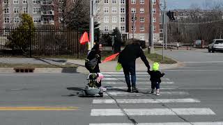 Crossing Baker with crosswalk flag