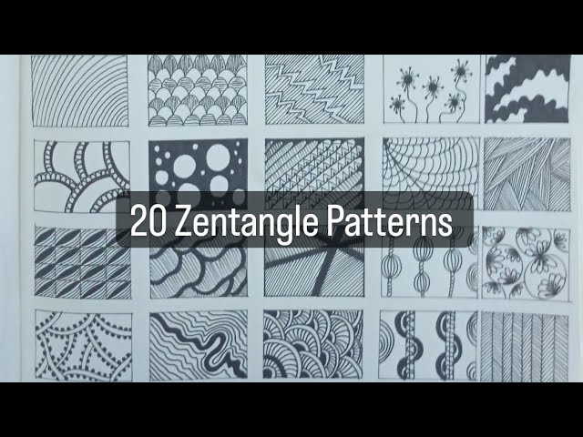 Easy- 20 Zentangle Patterns for Beginners 