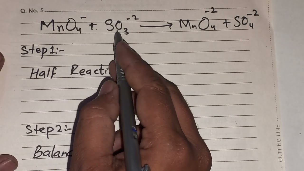 Balancing equations by ions electron method in Basic medium XI Karachi board