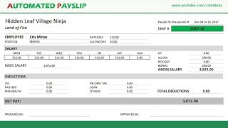 How to create AUTOMATED PAYSLIP in Excel