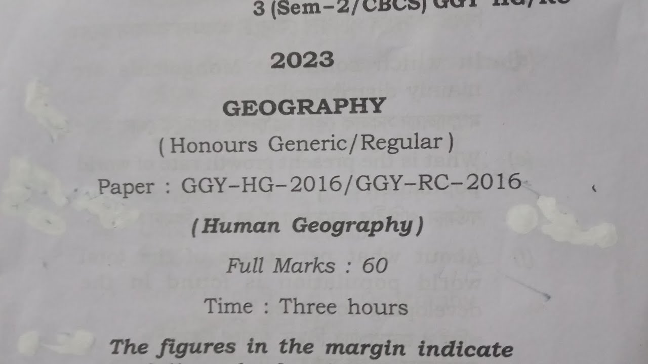 BA 2nd semester Geography Question paper 2023/Paper GGYHG/RC2016